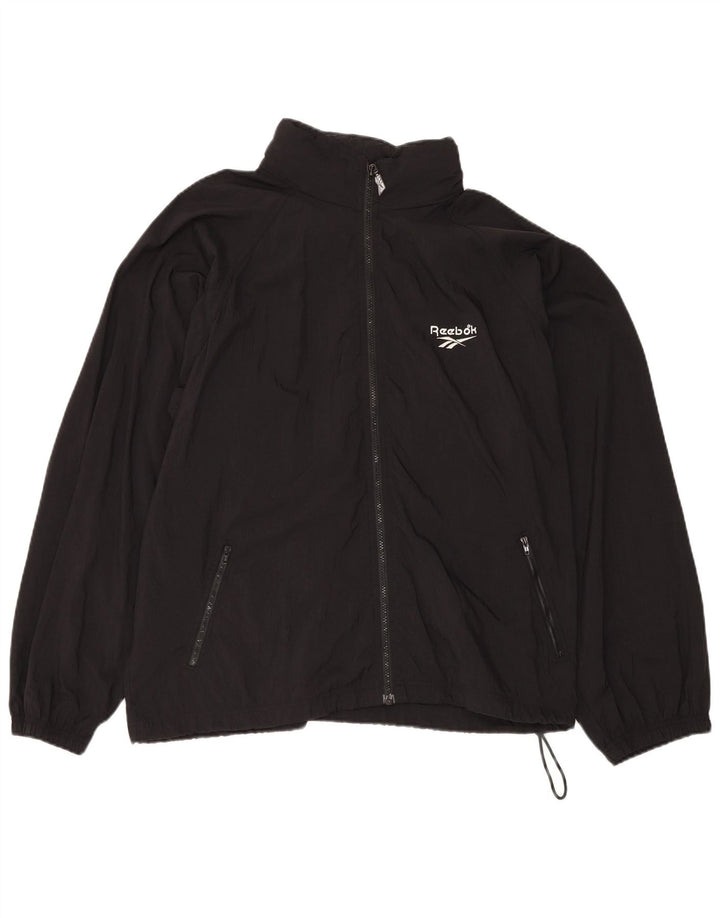 REEBOK Mens Graphic Rain Jacket UK 40 Large Black Nylon