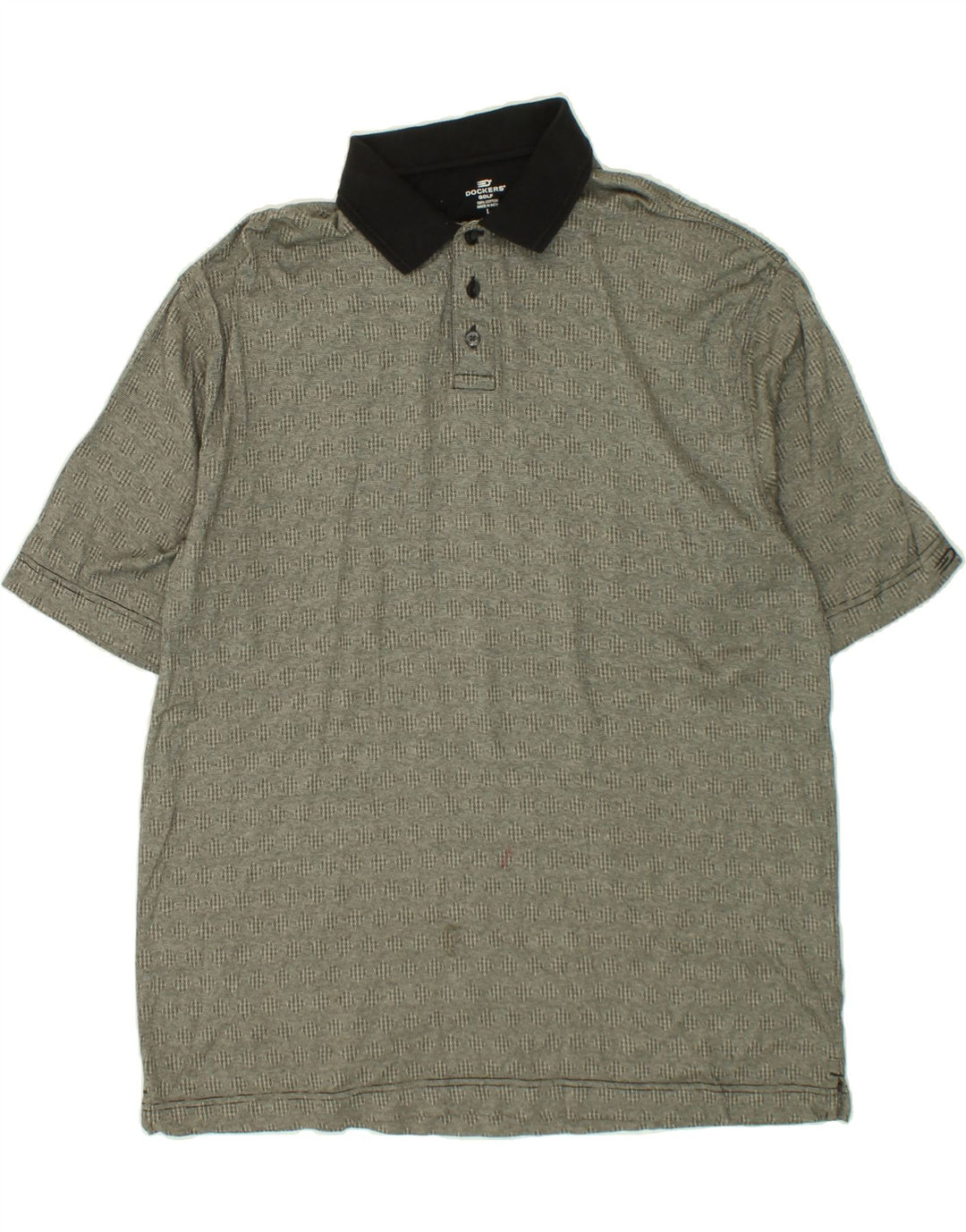 DOCKERS Mens Golf Polo Shirt Large Grey Argyle/Diamond Cotton Vintage Dockers and Second-Hand Dockers from Messina Hembry 