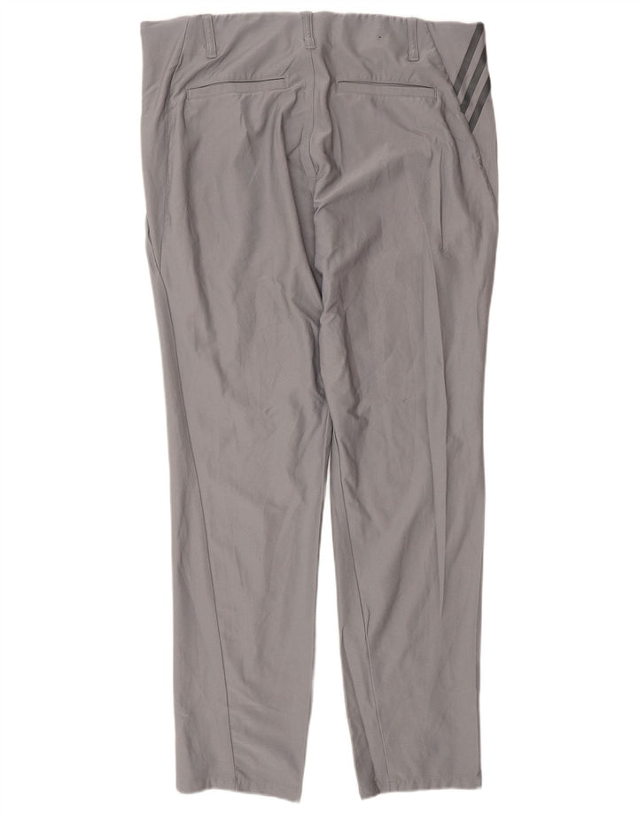 Adidas Hombre Slim Chino Pantalones W34 L32 Gris Poliéster