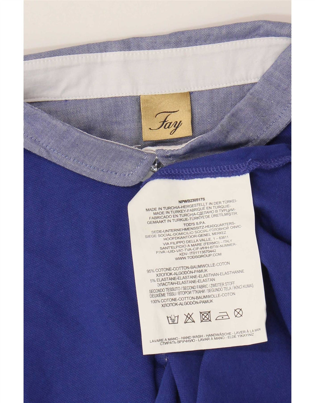 Fay Polo para mujer UK 44 Grande Algodón azul