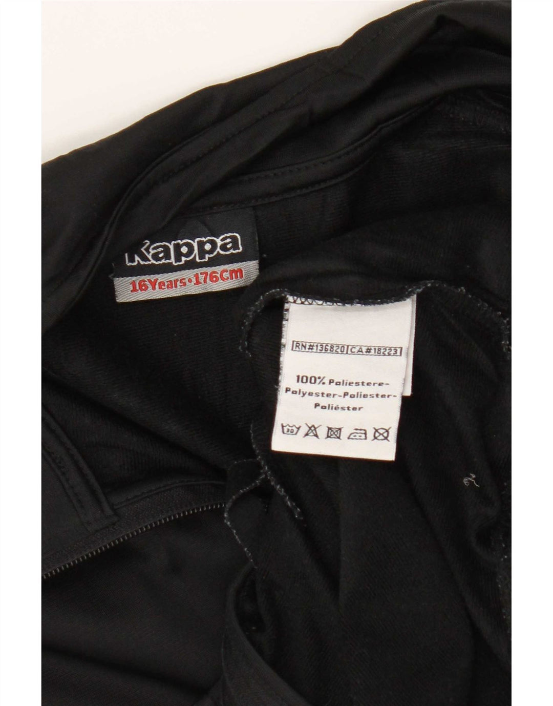 Kappa - Chaqueta de chándal con gráfico para niños, 15-16 años, color negro