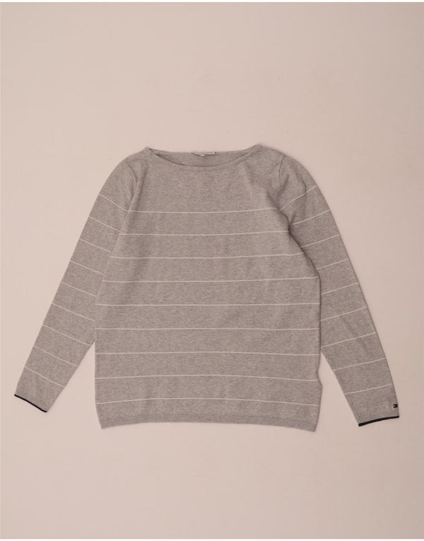 Tommy Hilfiger Suéter tipo jersey con cuello barco para mujer Reino Unido 12 Rayas grises medianas