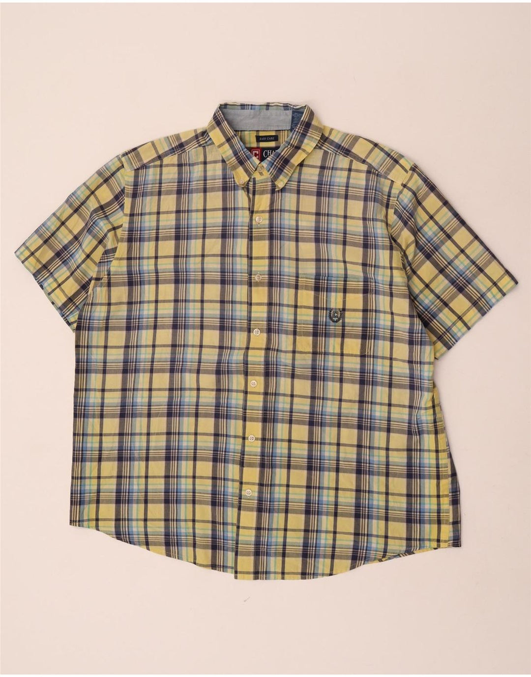 Chaps Camisa Manga Corta Hombre XL Algodón Cuadros Amarillos