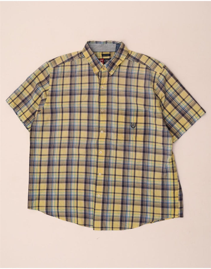 Chaps Camisa Manga Corta Hombre XL Algodón Cuadros Amarillos