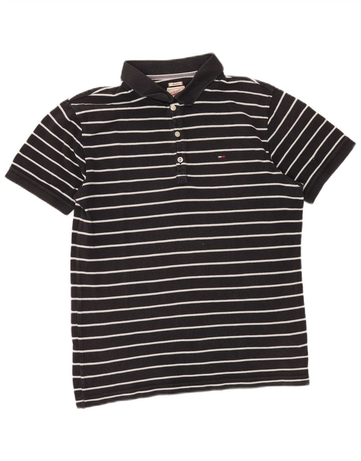 TOMMY HILFIGER Polo para hombre de algodón a rayas negro mediano