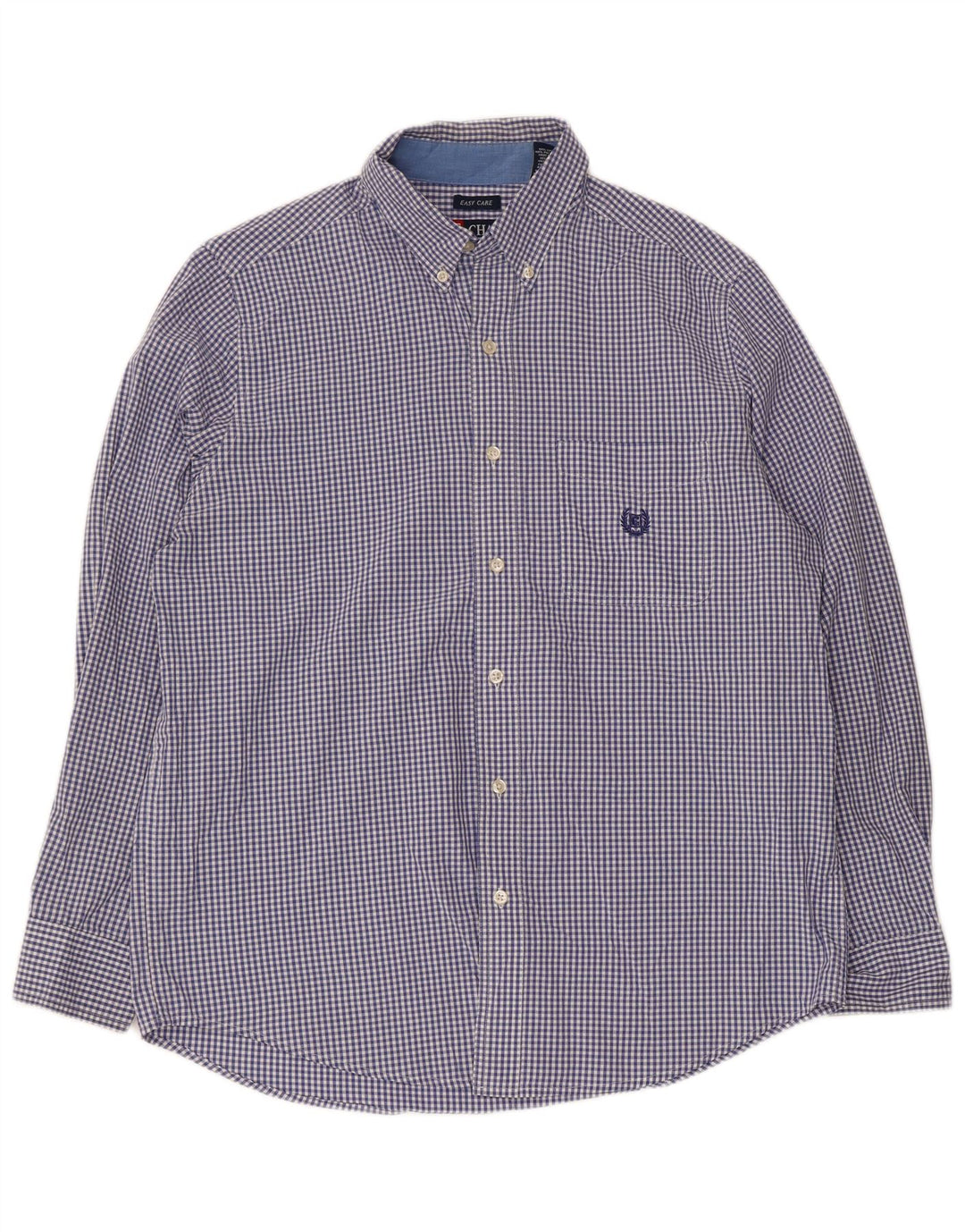 Chaps Camisa para hombre de algodón a cuadros azul marino mediano