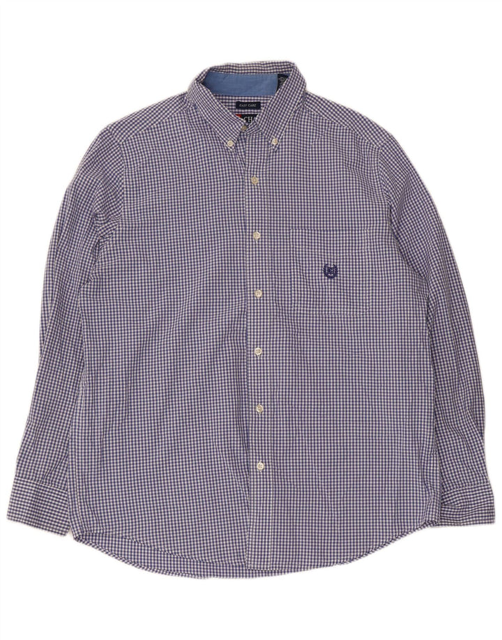 Chaps Camisa para hombre de algodón a cuadros azul marino mediano