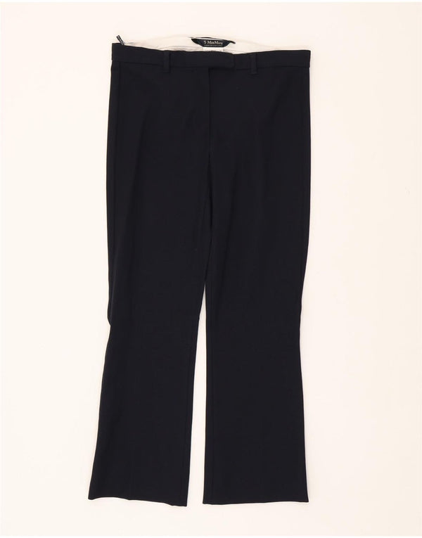 MAX MARA Pantalones de traje con corte de bota para mujer UK 4 XS W26 L25 Azul marino Algodón