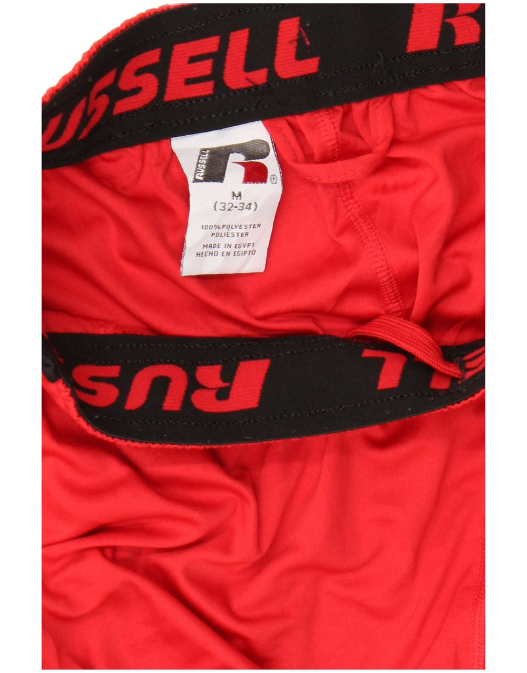 RUSSELL ATHLETIC Pantalones cortos deportivos Dri-Power para hombre con bloques de color rojo mediano