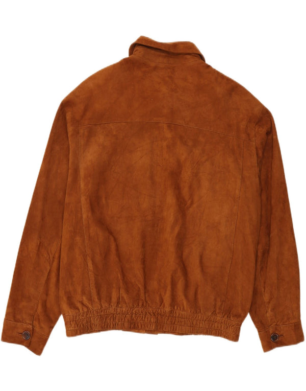 Vintage hombres cuero ante chaqueta IT 56 3XL cuero marrón