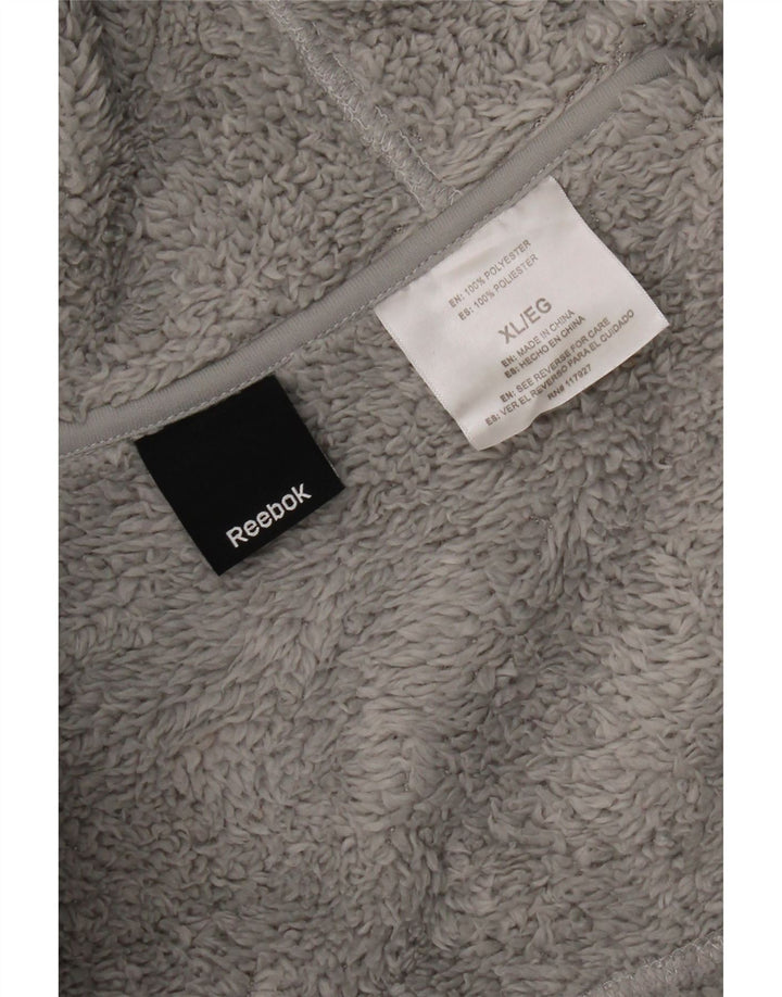 Reebok Chaqueta polar con capucha para hombre UK 42 XL Poliéster gris