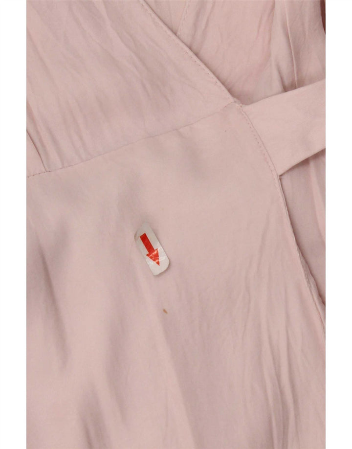 Zara Mujer Vestido Cruzado UK 40 Small Viscosa Rosa