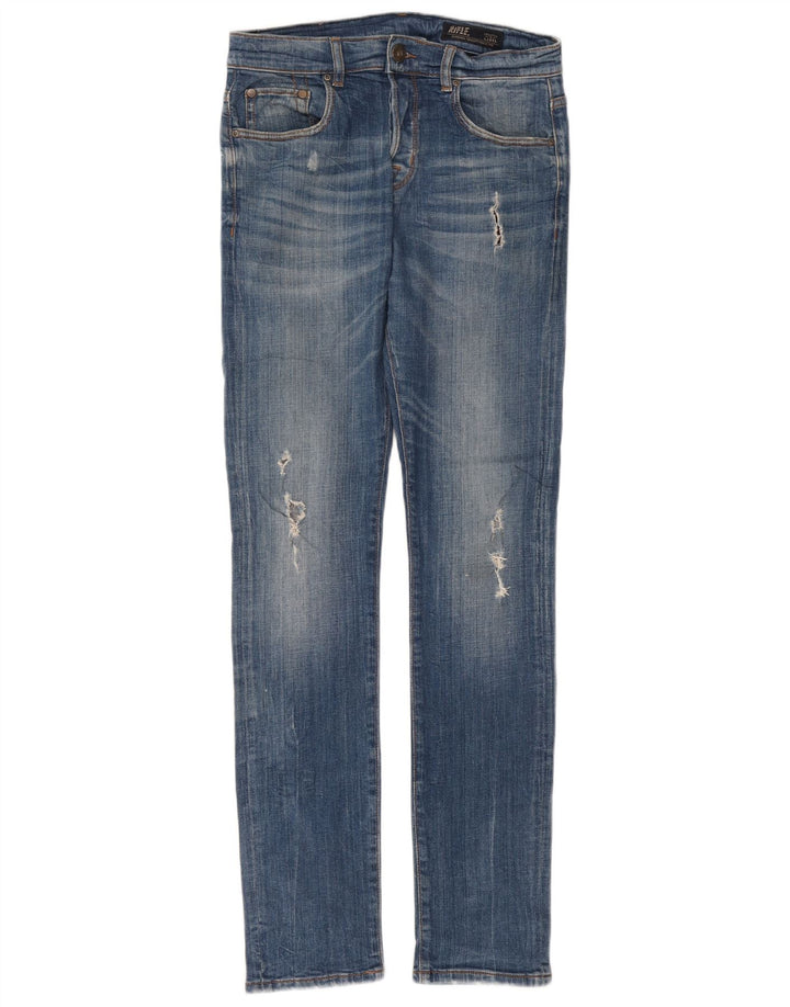 Vaqueros ajustados desgastados para mujer Rifle W30 L33 Algodón azul