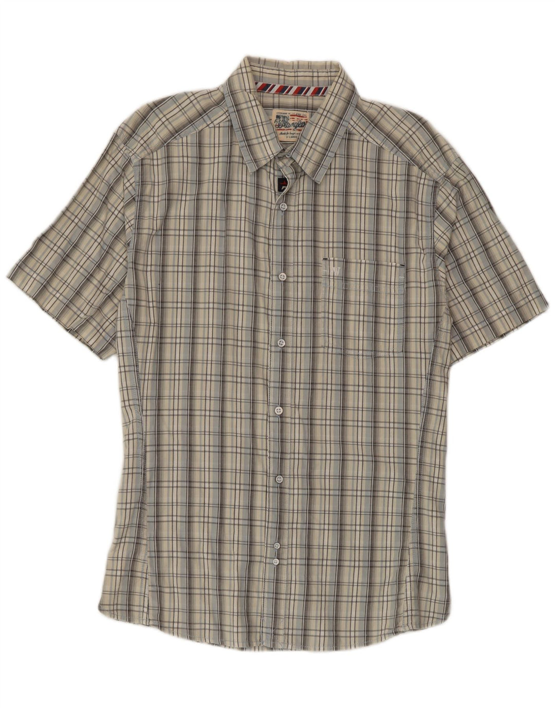 Wrangler Camisa De Manga Corta Hombre XL Algodón A Cuadros Gris