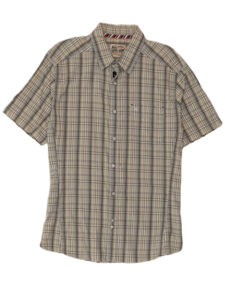 Wrangler Camisa De Manga Corta Hombre XL Algodón A Cuadros Gris