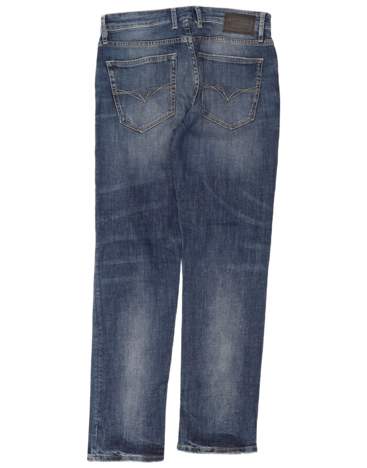 Guess Vaqueros rectos ajustados desgastados para hombre W33 L32 Azul