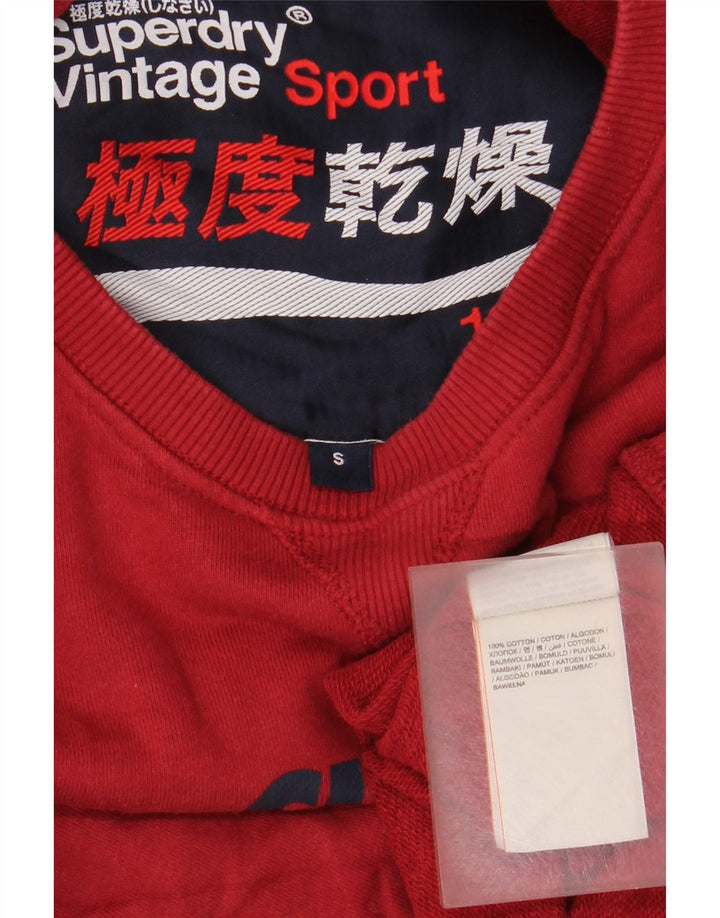Superdry Hombre Sudadera Gráfica Jumper Small Rojo Colorblock Algodón