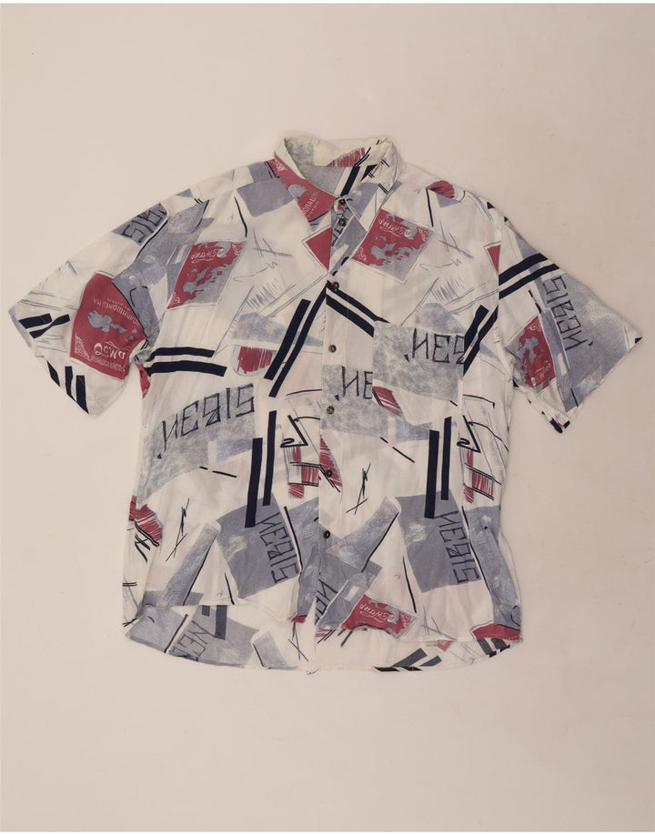 Camisa Vintage Hombre Manga Corta XL Geométrica Multicolor