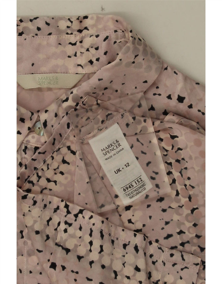 Marks & Spencer Blusa camisera para mujer UK 42 Seda manchada rosa mediana