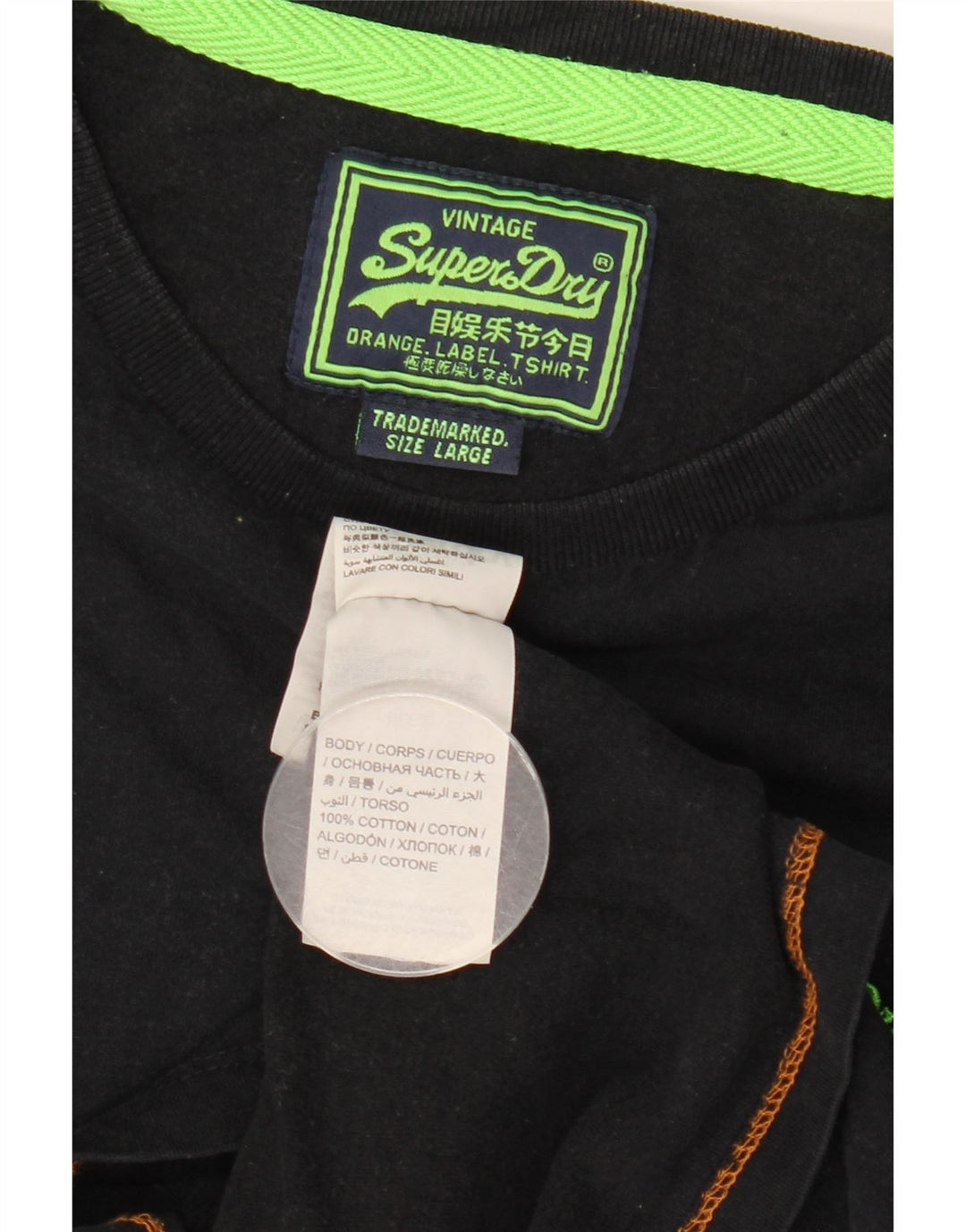 Superdry Camiseta para hombre Top grande de algodón negro