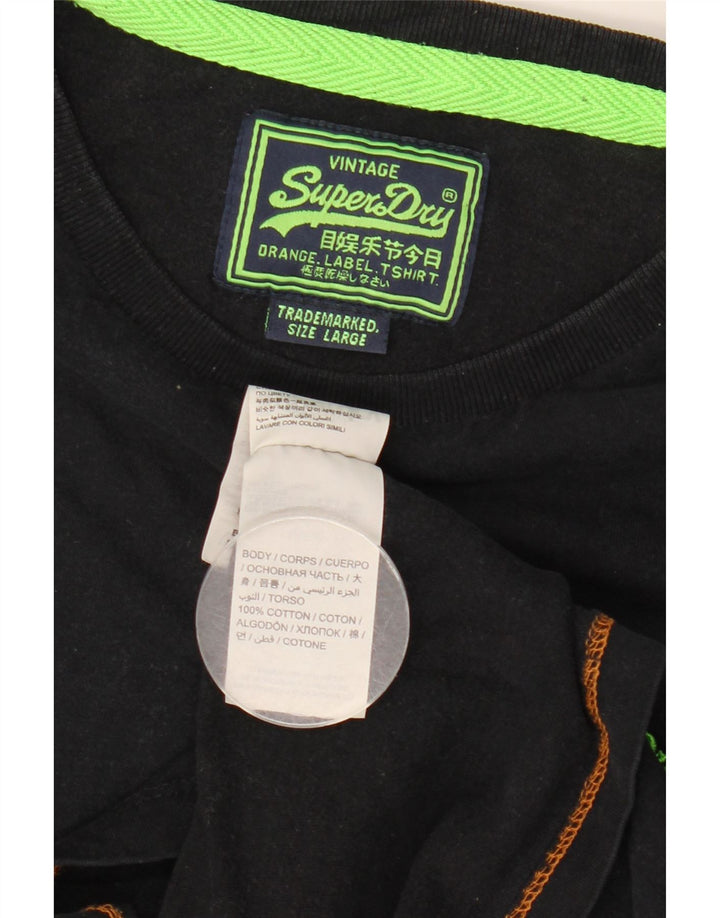 Superdry Camiseta para hombre Top grande de algodón negro