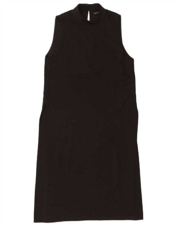 Zara Mujer Vestido Recto Sin Mangas UK 40 Small Negro