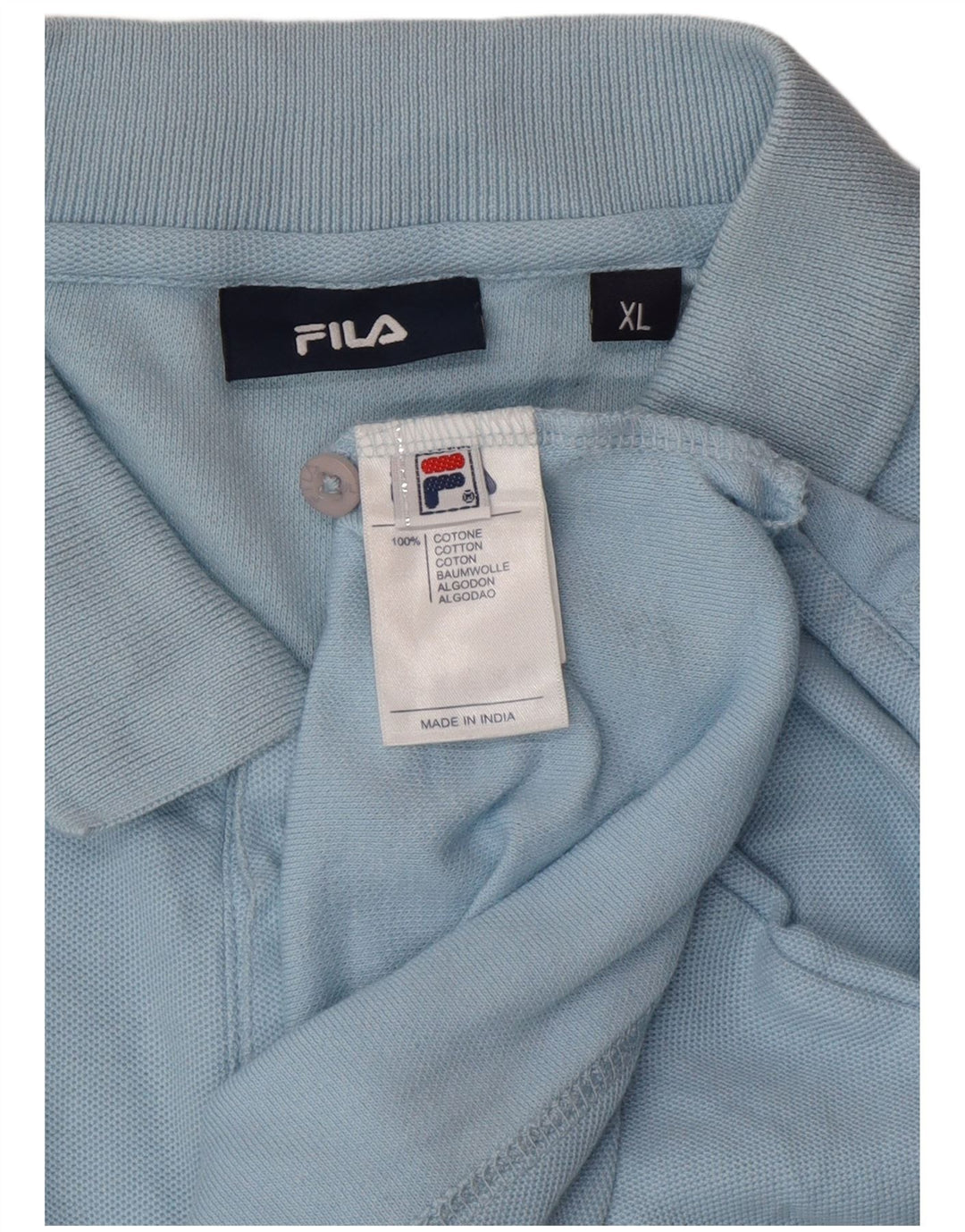 FILA Polo de manga larga para hombre XL Algodón azul