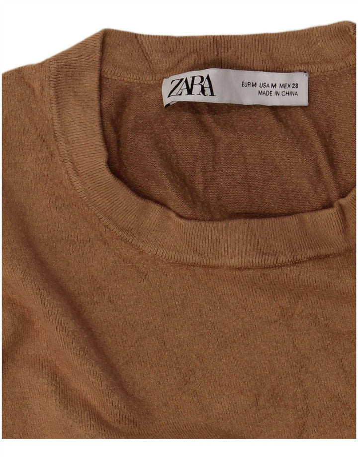 Zara - Jersey de cuello redondo para mujer, talla 40, color marrón medio