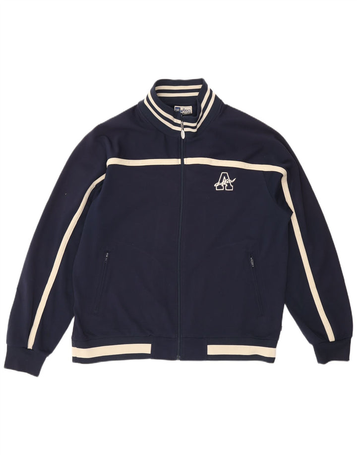 ASICS Hombre Chándal Top Jacket XL Azul Marino Colorblock Poliéster