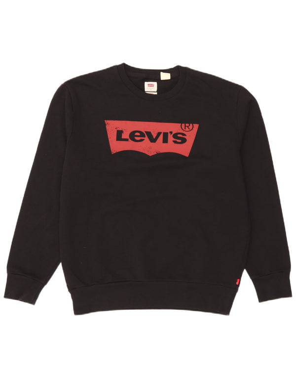 Levi's Mens Standard Graphic Sudadera Jumper Pequeño Negro