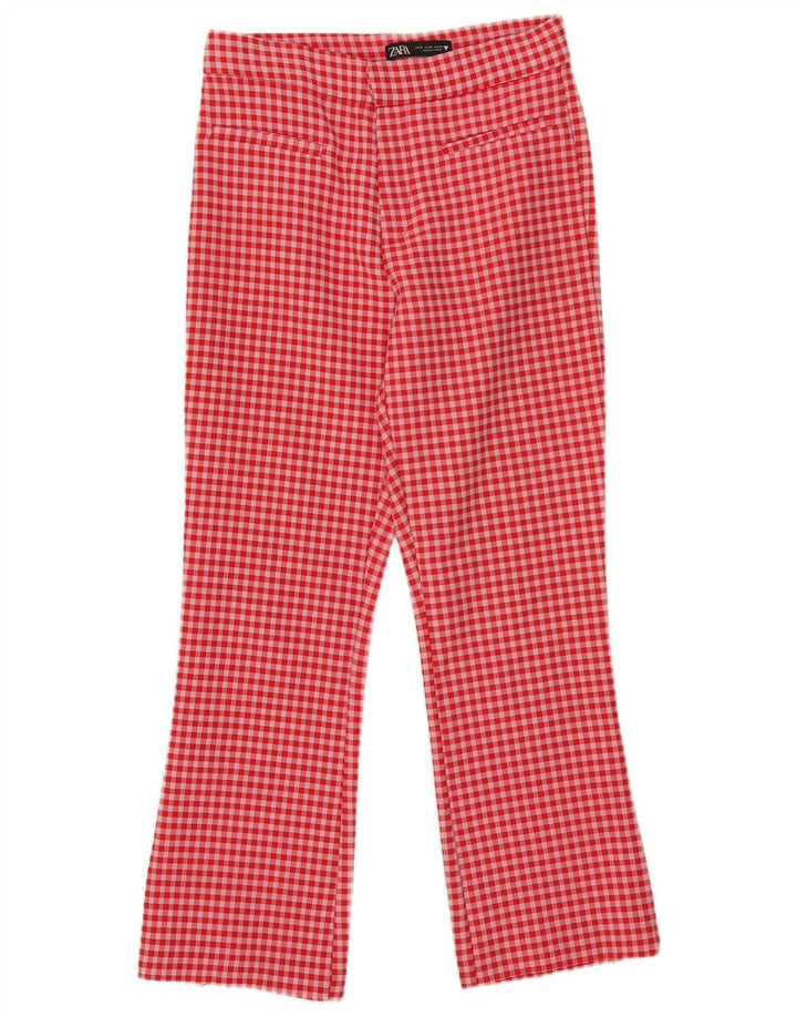 Zara Mujer Pantalones Cortos Medianos W28 L25 Cuadros Rojos