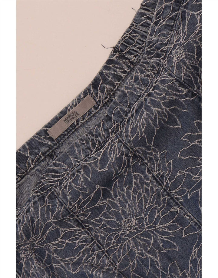 Marks & Spencer Falda Acampanada De Mezclilla Para Mujer W28 Azul Medio Floral