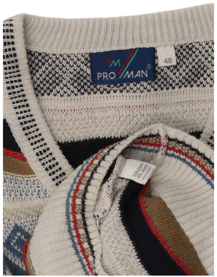 VINTAGE Hombres V-Cuello Jumper Suéter IT 48 Medio Multicolor Fair Isle