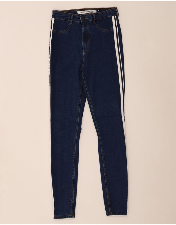 Zara Mujer Trafaluc Skinny Jeans EU 38 XS W28 L28 Algodón A Rayas Azul