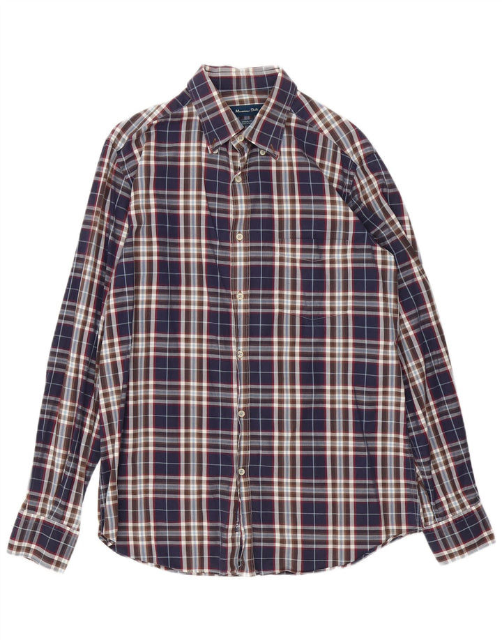 Camisa Massimo Dutti Hombre Casual Fit Cuadros Azul Marino Mediano