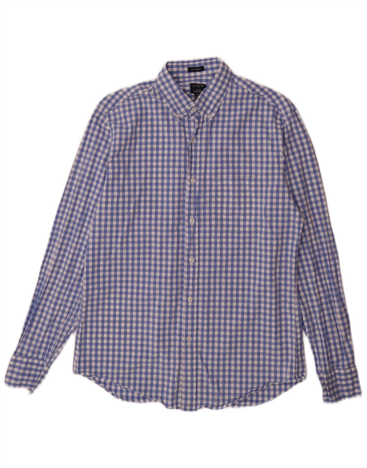 J. CREW Camisa de corte clásico para hombre de algodón a cuadros azul medio