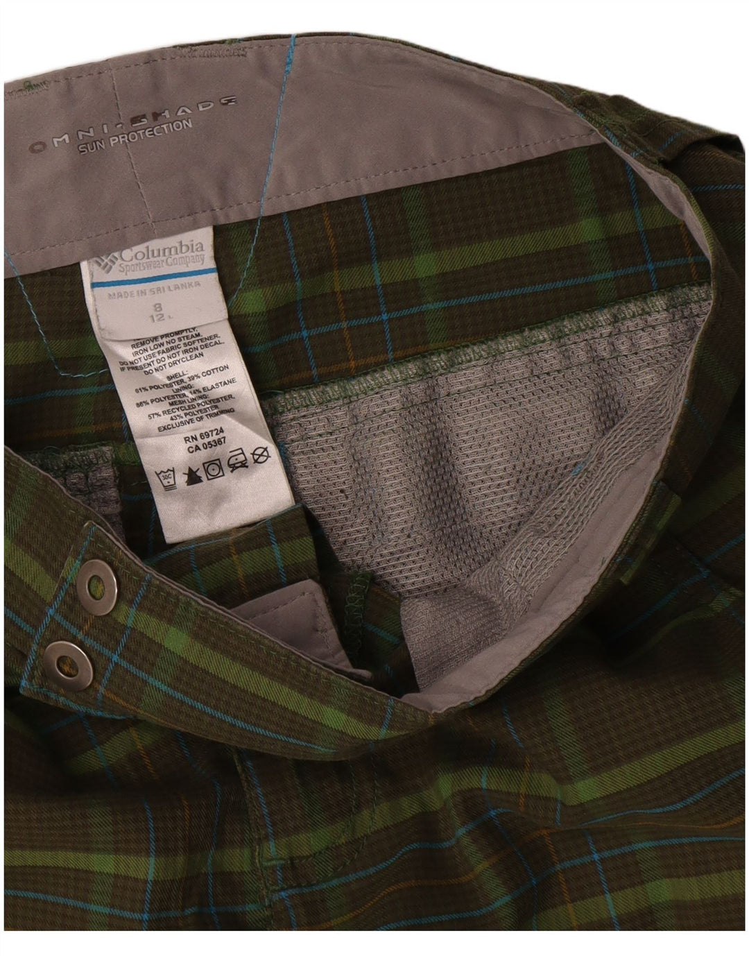 Columbia Pantalones cortos cargo Omni-Shade para mujer US 8 Medium W32 Khaki Check