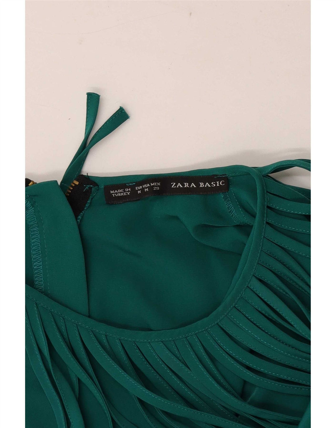 Zara Mujer Vestido Recto Sin Mangas UK 42 Verde Medio
