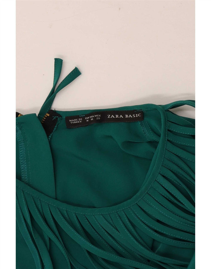 Zara Mujer Vestido Recto Sin Mangas UK 42 Verde Medio