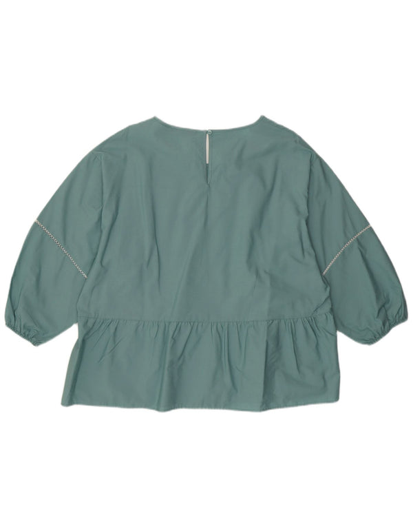 Marks & Spencer Blusa de manga larga para mujer UK 46 Grande Algodón verde
