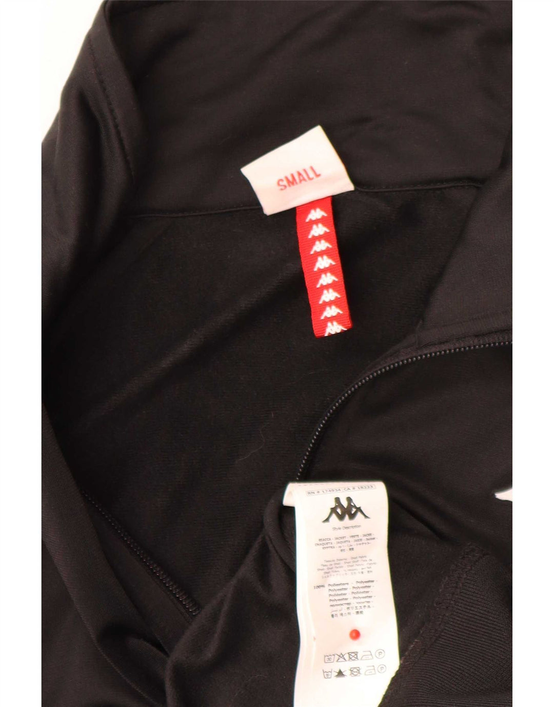 Kappa Mens Graphic Chándal Top Chaqueta Pequeña Negro Colorblock Poliéster