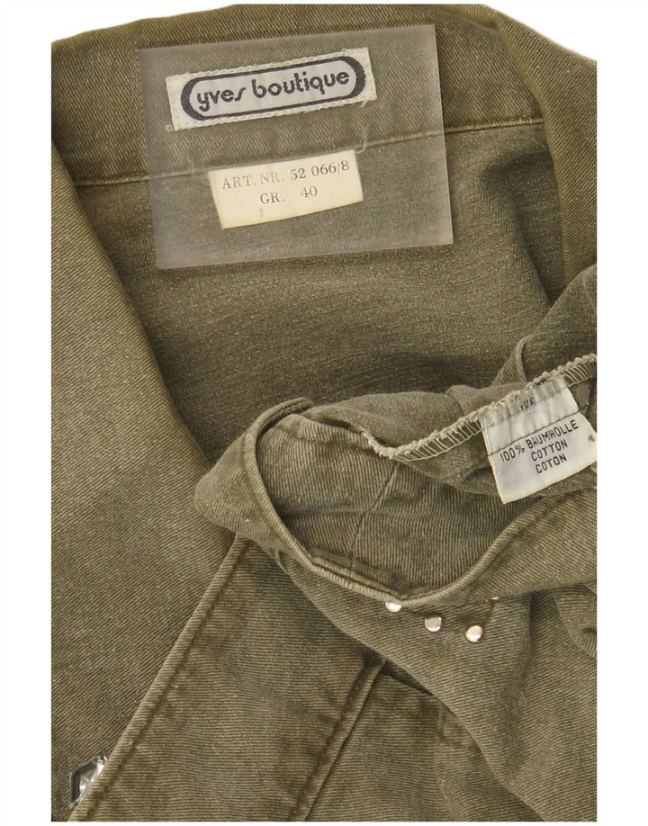 Vintage mujer crop denim chaqueta EU 40 algodón verde medio