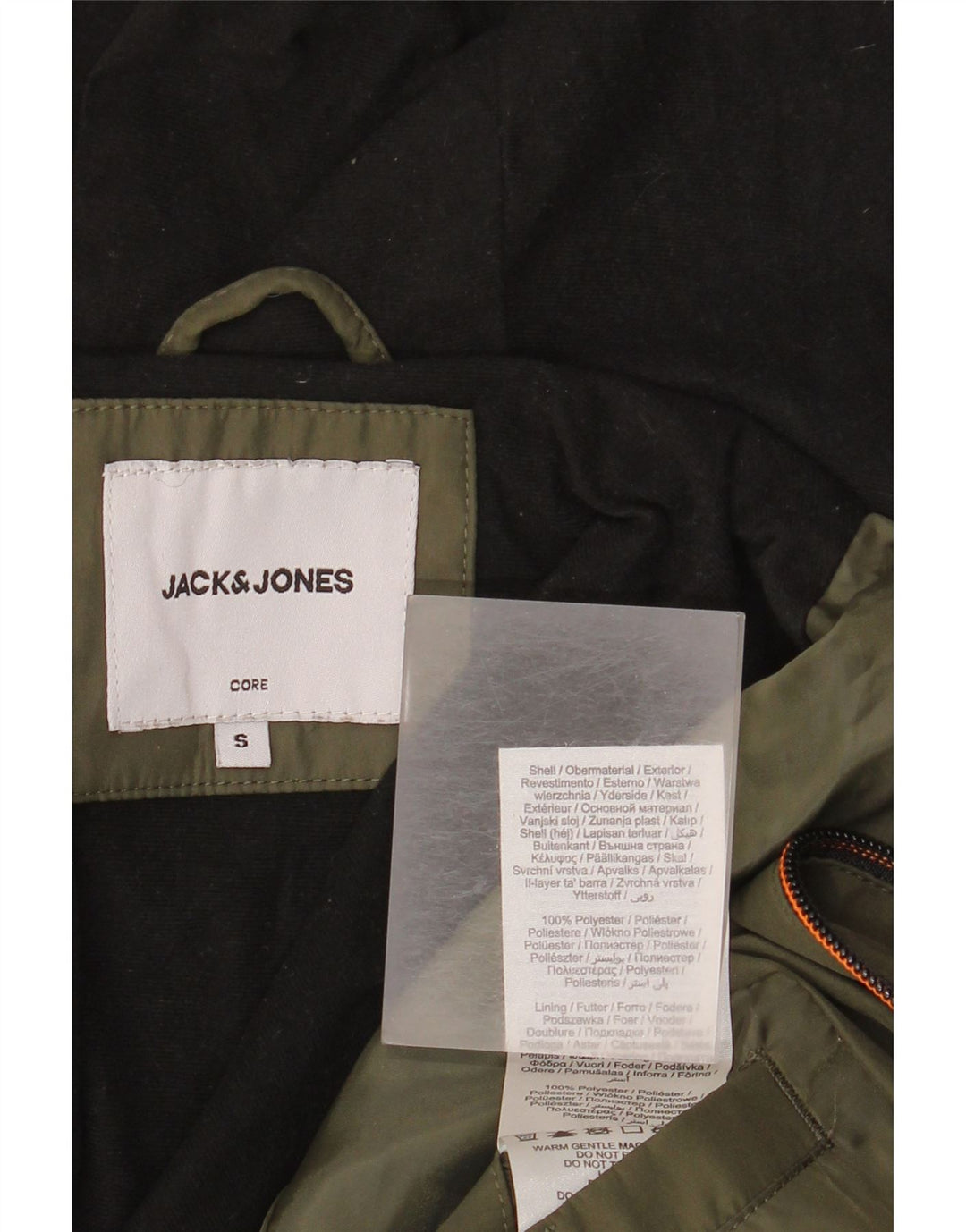 Jack & Jones Chaqueta cortavientos con capucha para hombre UK 36 Small Caqui Poliéster