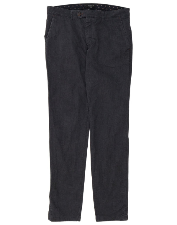 Pantalones de traje ajustados para hombre de Ted Baker W32 L30 Poliéster gris