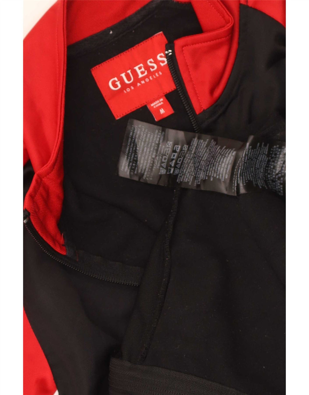Guess Mens Graphic Chándal Top Chaqueta Mediano Negro Colorblock Poliéster
