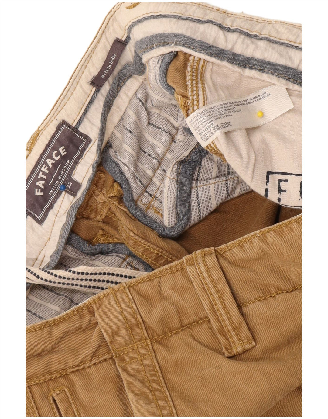 Pantalones cortos cargo regulares para hombre Fat Face W32 Algodón beige medio