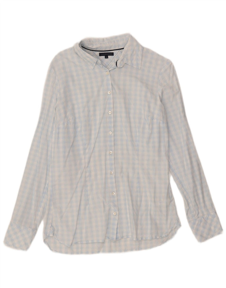 Tommy Hilfiger Camisa para mujer US 8 Algodón a cuadros azul mediano