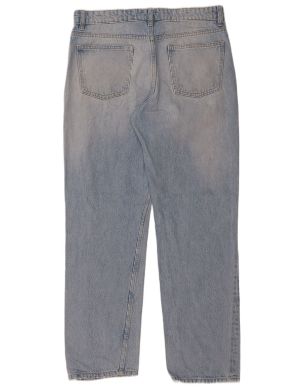 Zara Vaqueros rectos de cintura alta para mujer EU 42 Large W32 L32 Azul