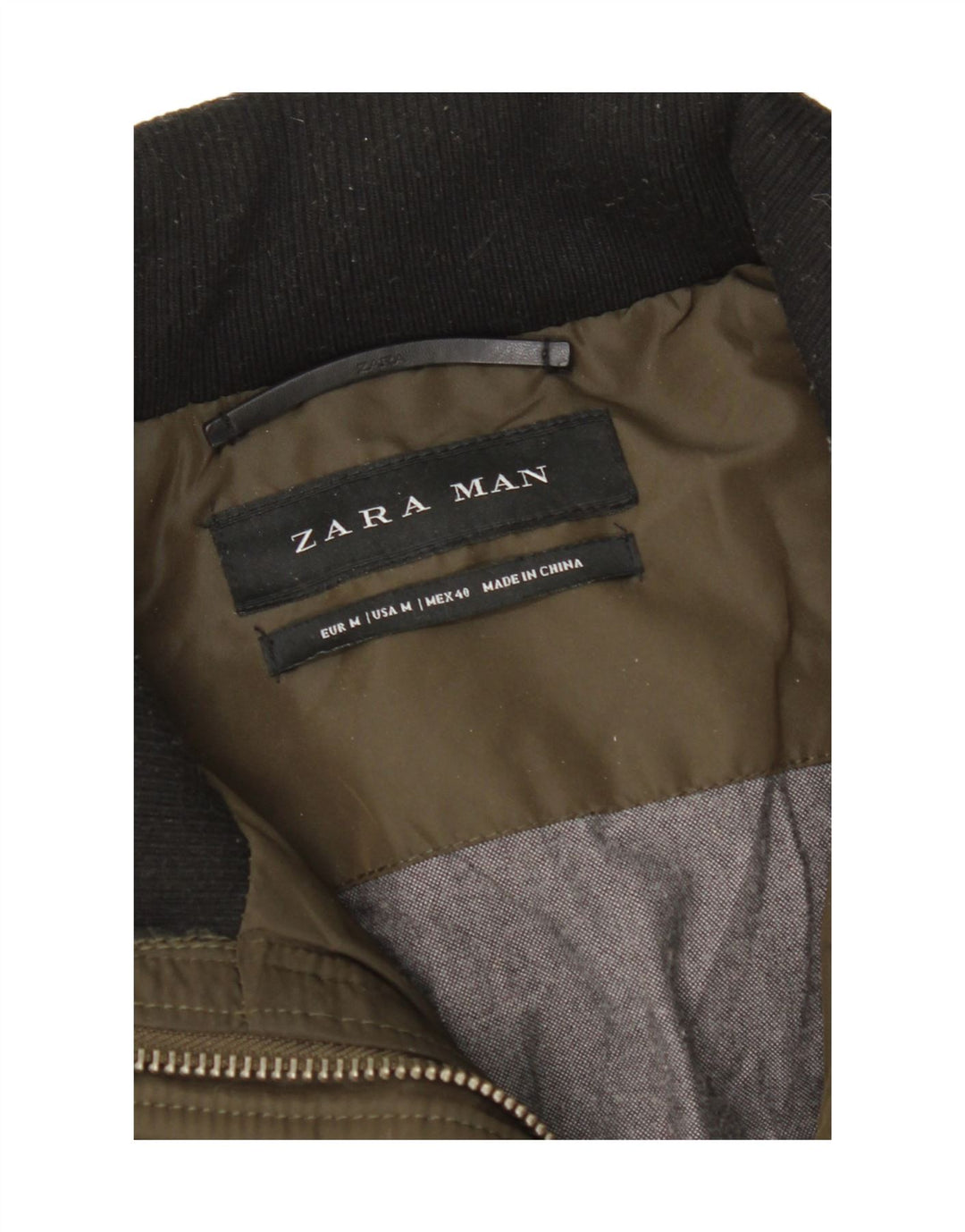 Zara Hombre Chaqueta Acolchada UK 38 Medium Caqui
