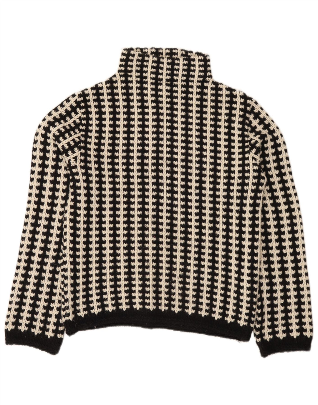 Vintage mujer tortuga cuello jersey suéter UE 38/40 medio negro rayas